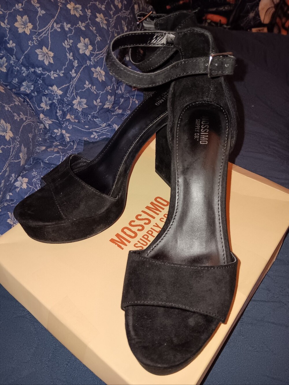 Black Velour-like Heels/Stilettos